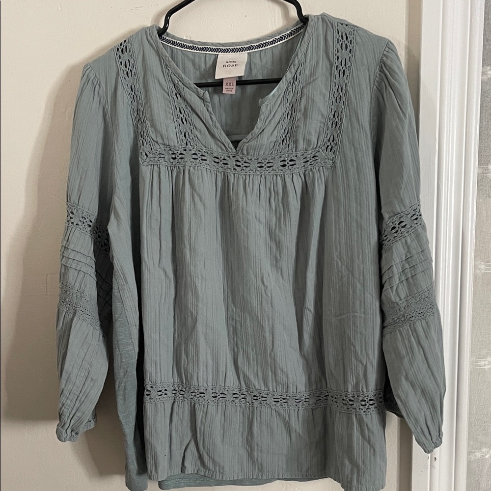 Knox Rose Women's Sage Crochet Detail Blouse